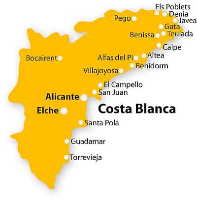 Costa Blanca map alicante